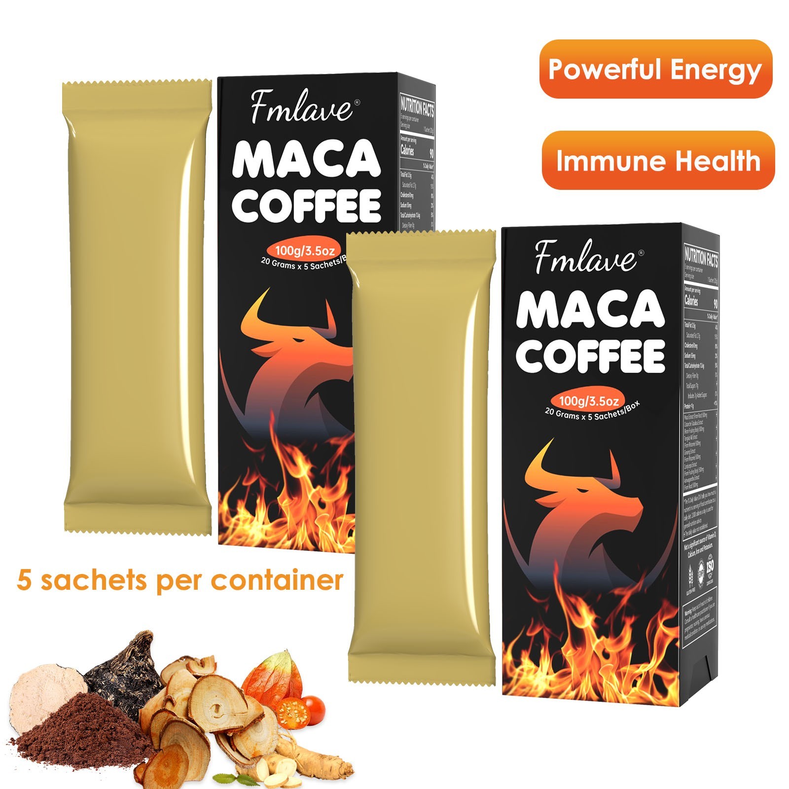 Maca Boost Coffee Instant Herbal Coffee Blend with Maca Root Ashwagandha Ginseng