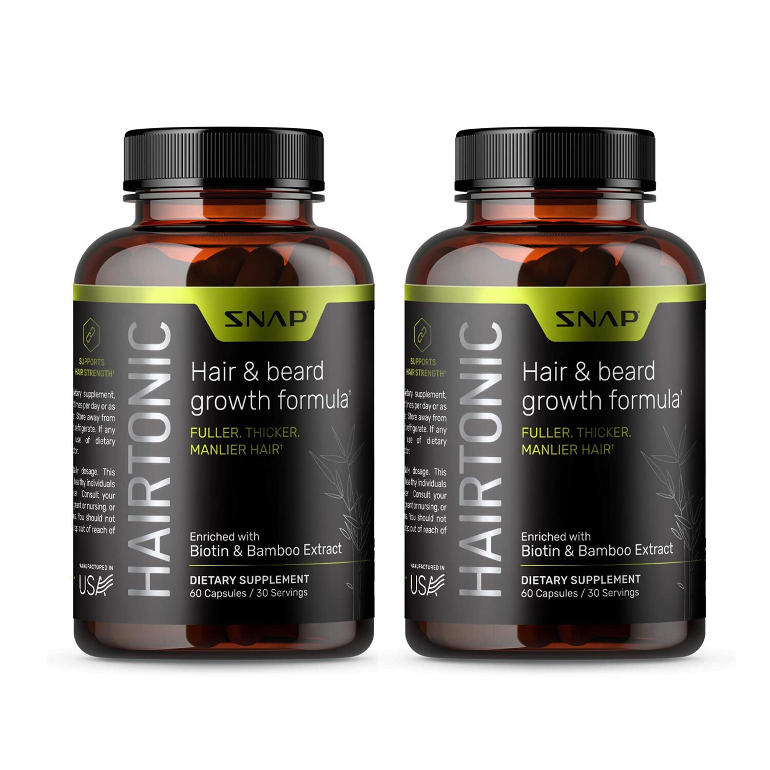 Men’s Hair Growth, Support Beard Growth, Biotin, Keratin, Bamboo – 2 Pk Bundle