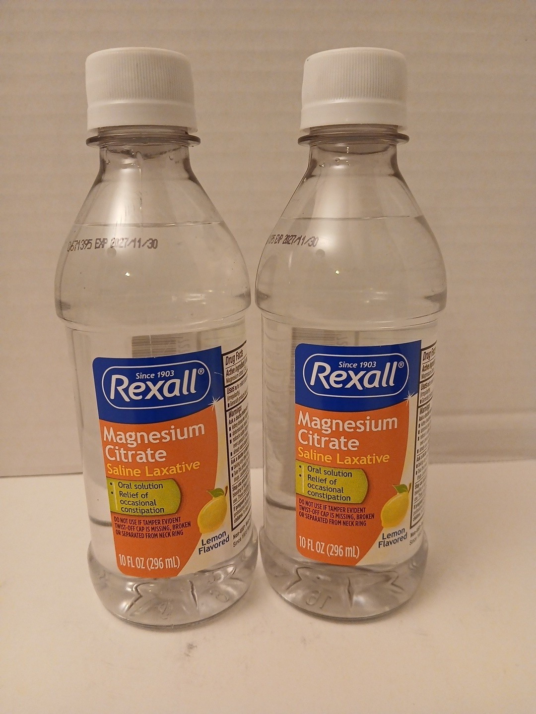 TWO Magnesium Citrate Liquid Saline Laxative Oral Solution 10 fl oz Each Lemon