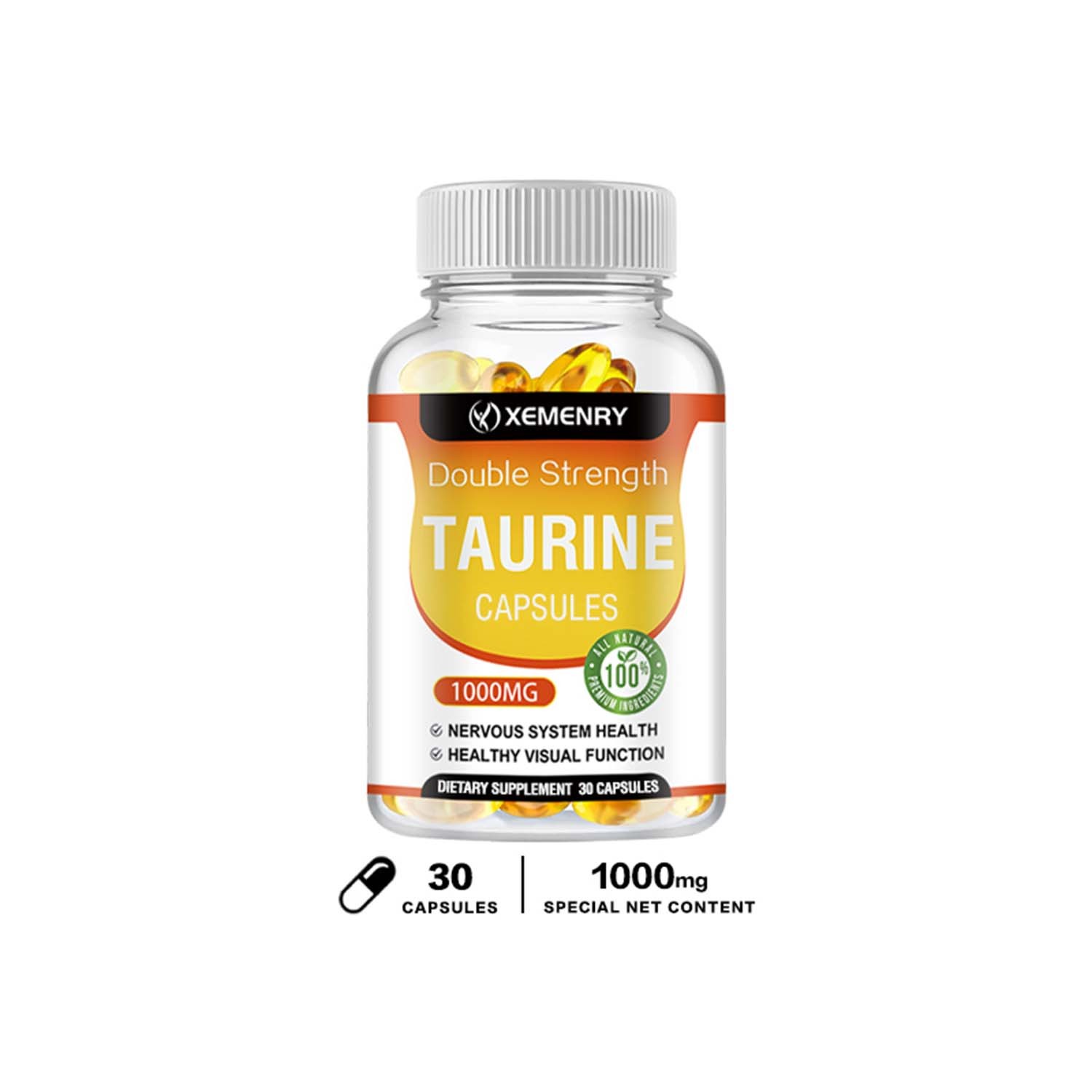 Double Strength Taurine Capsules 1000mg – Healthy Nerve And Eye, Memory Support