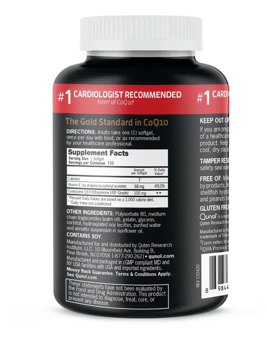 Qunol Ultra CoQ10 100mg 150 Softgels 3X Absorption Heart Health Supplement New
