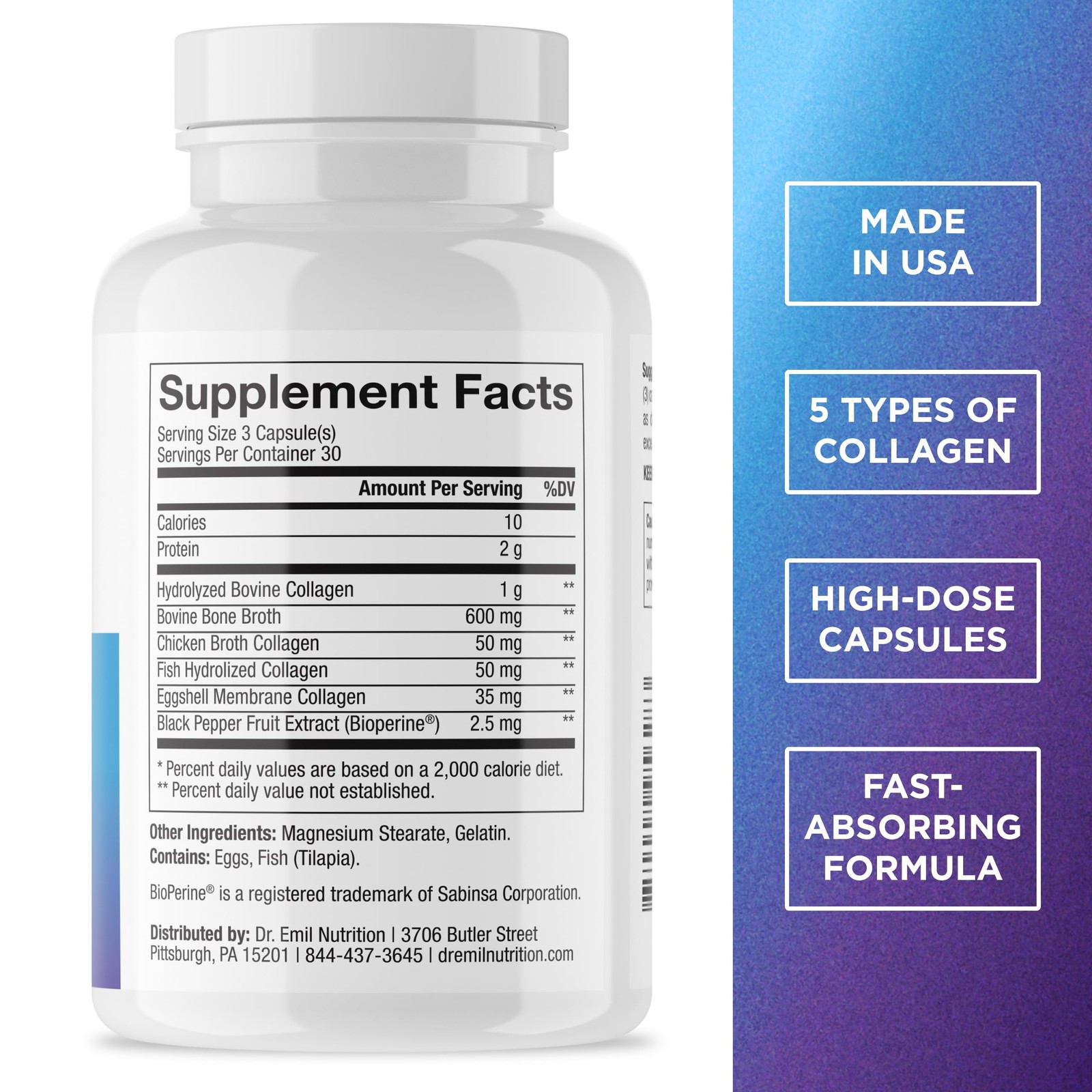 Multi Collagen – Hydrolyzed Collagen – Types I, II, III, V & X – Hair, Skin, …