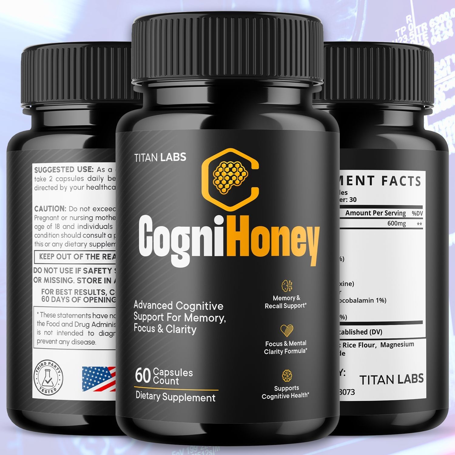 (3 Pack) CogniHoney Pills – Brain Health & Cognitive Support Supplement 180 Caps