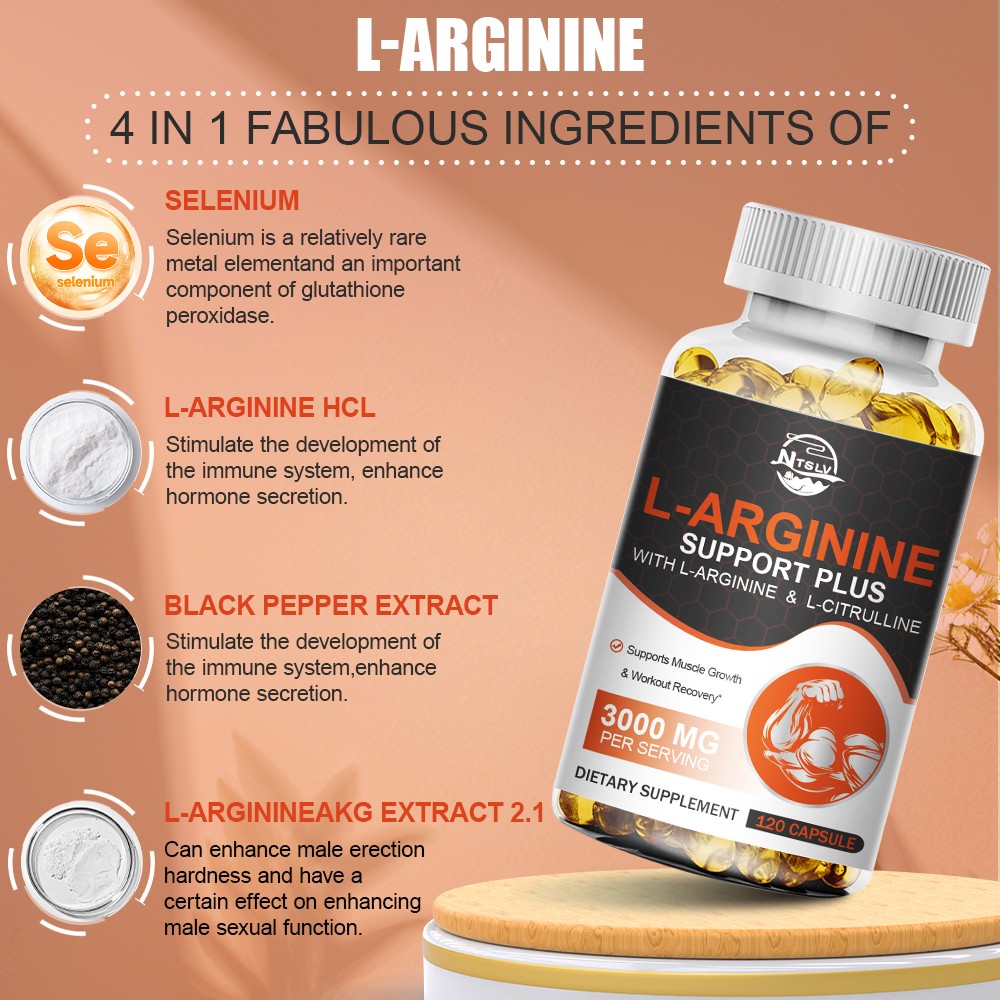 L-Arginine L-Citrulline 3000mg 120 Capsules Workout Support