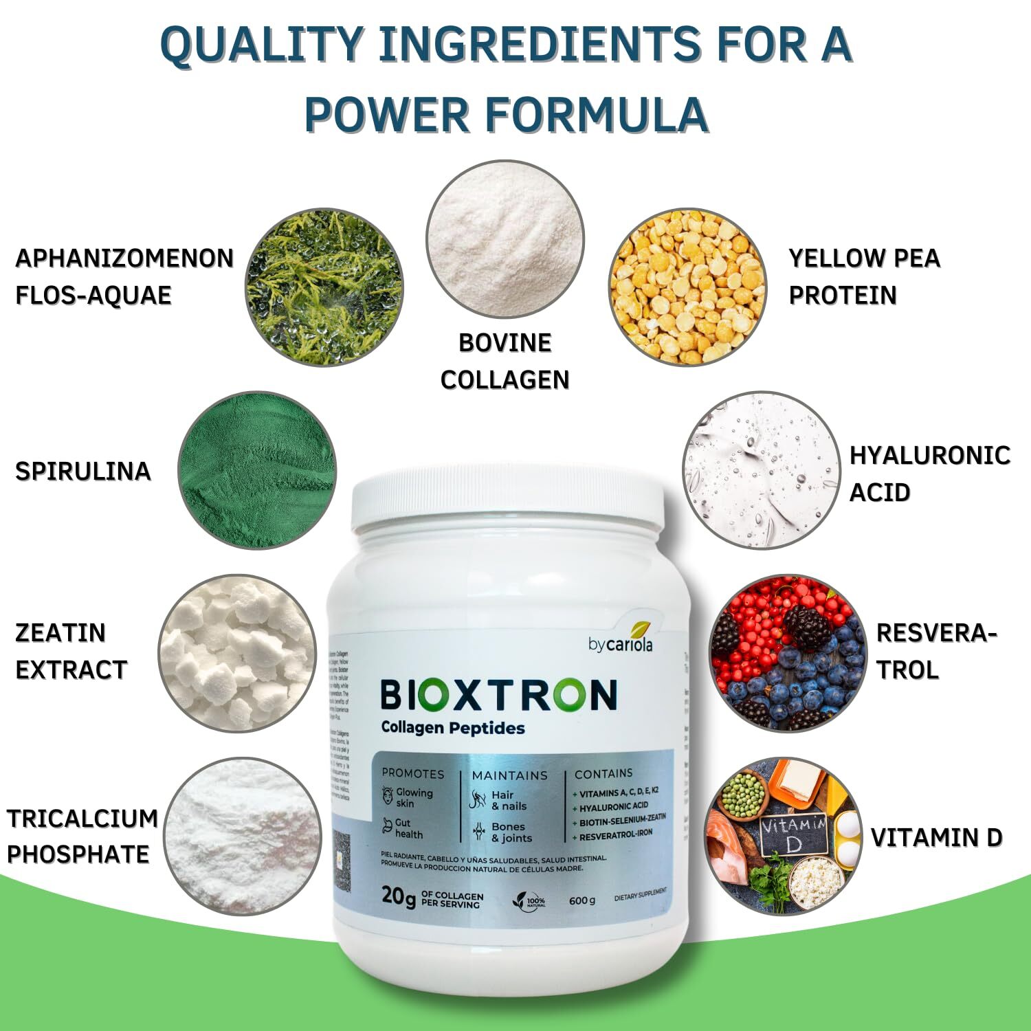 Bioxtron Collagen Peptides Powder – Skin Support Hair & Nails Support – Stem …