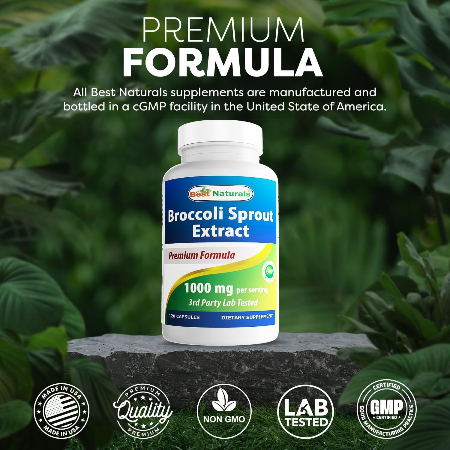 Broccoli Sprouts Extract 1000 mg – 120 Capsules, Non-GMO & Gluten-Free