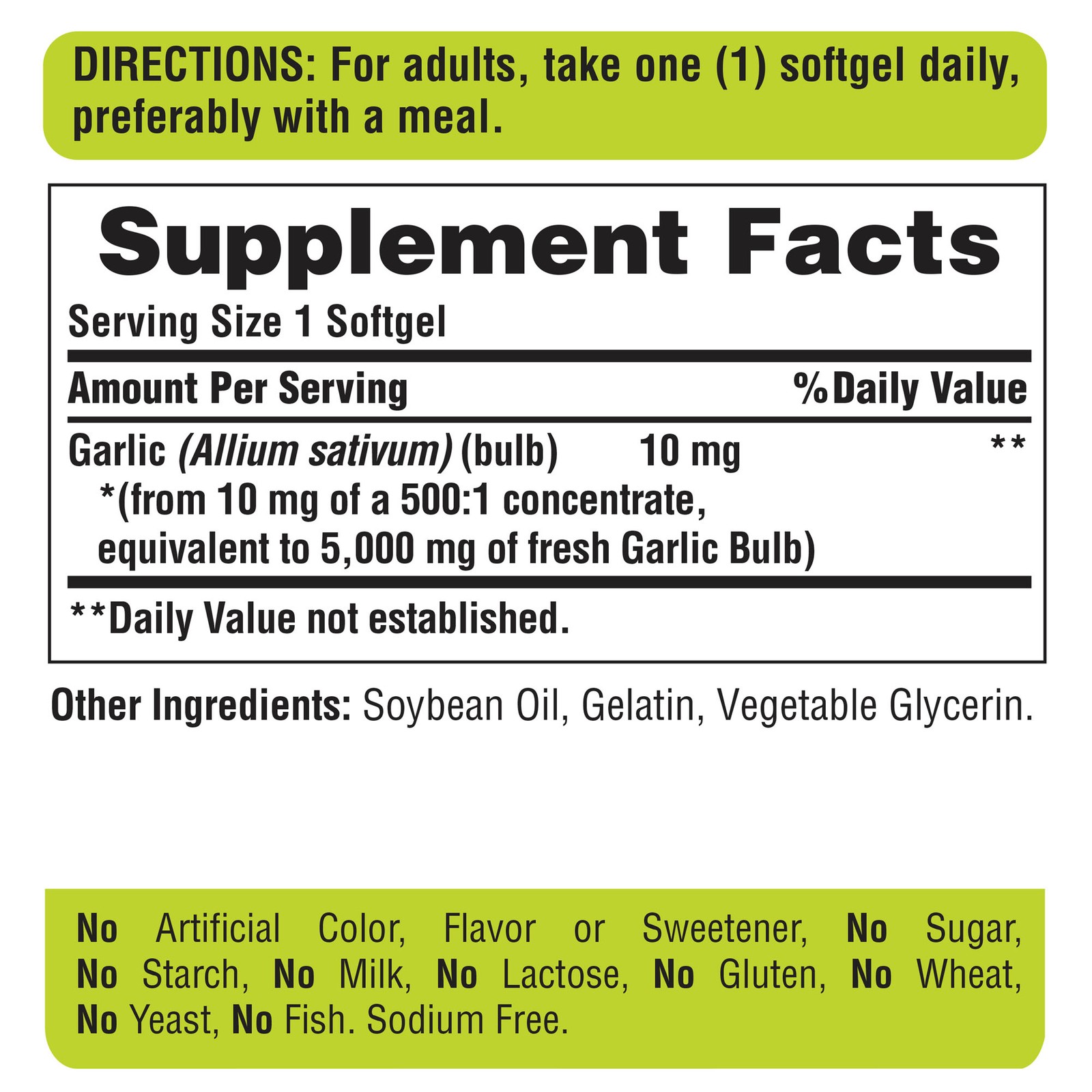 Puritan’s Pride Garlic Oil 5000 mg – 250 Rapid Release Softgels