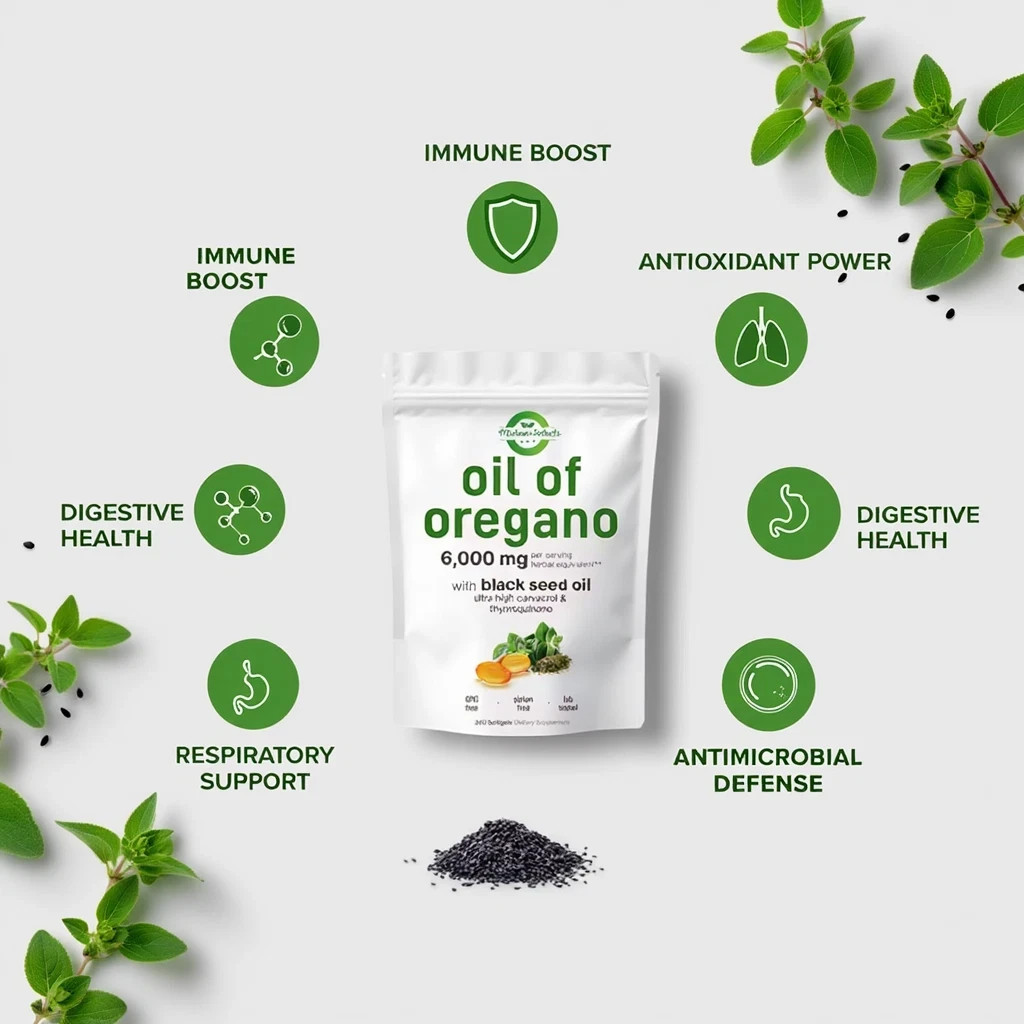 Oil of Oregano 6000mg with Black Seed Oil | Immune, Digestive & Respiratory Supp