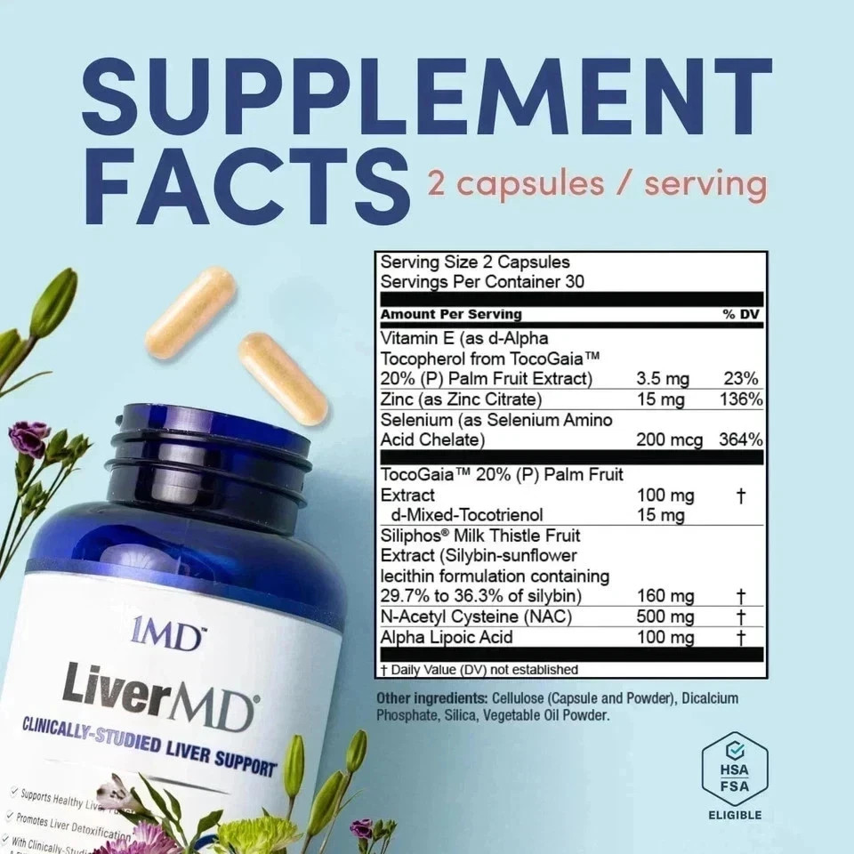 4 Packs 1MD Nutrition LiverMD Liver Support Supplement New 180 Count
