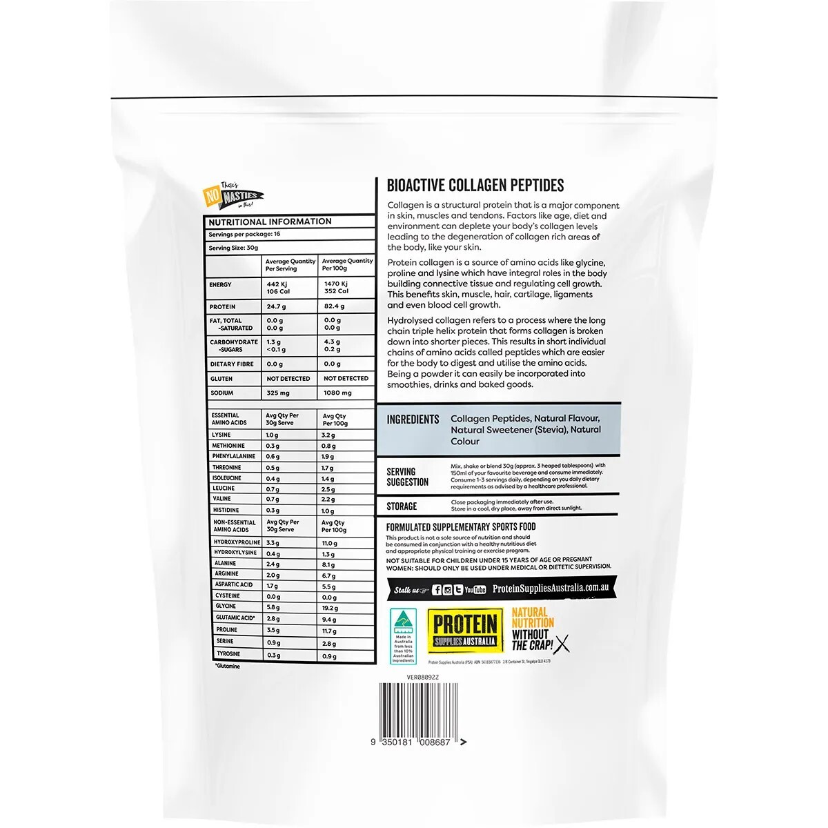 New Protein Supplies Australia Collagen Peptides Salted Caramel 500g