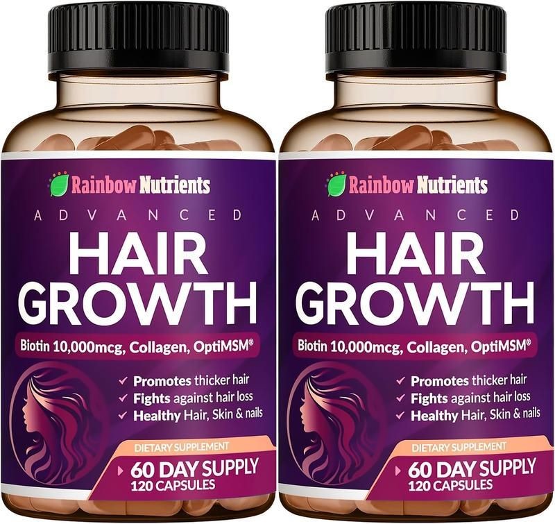 2 BOTTLES-Rainbow Nutrients Advanced Hair Growth-Hair,Skin &Nail Health Collagen