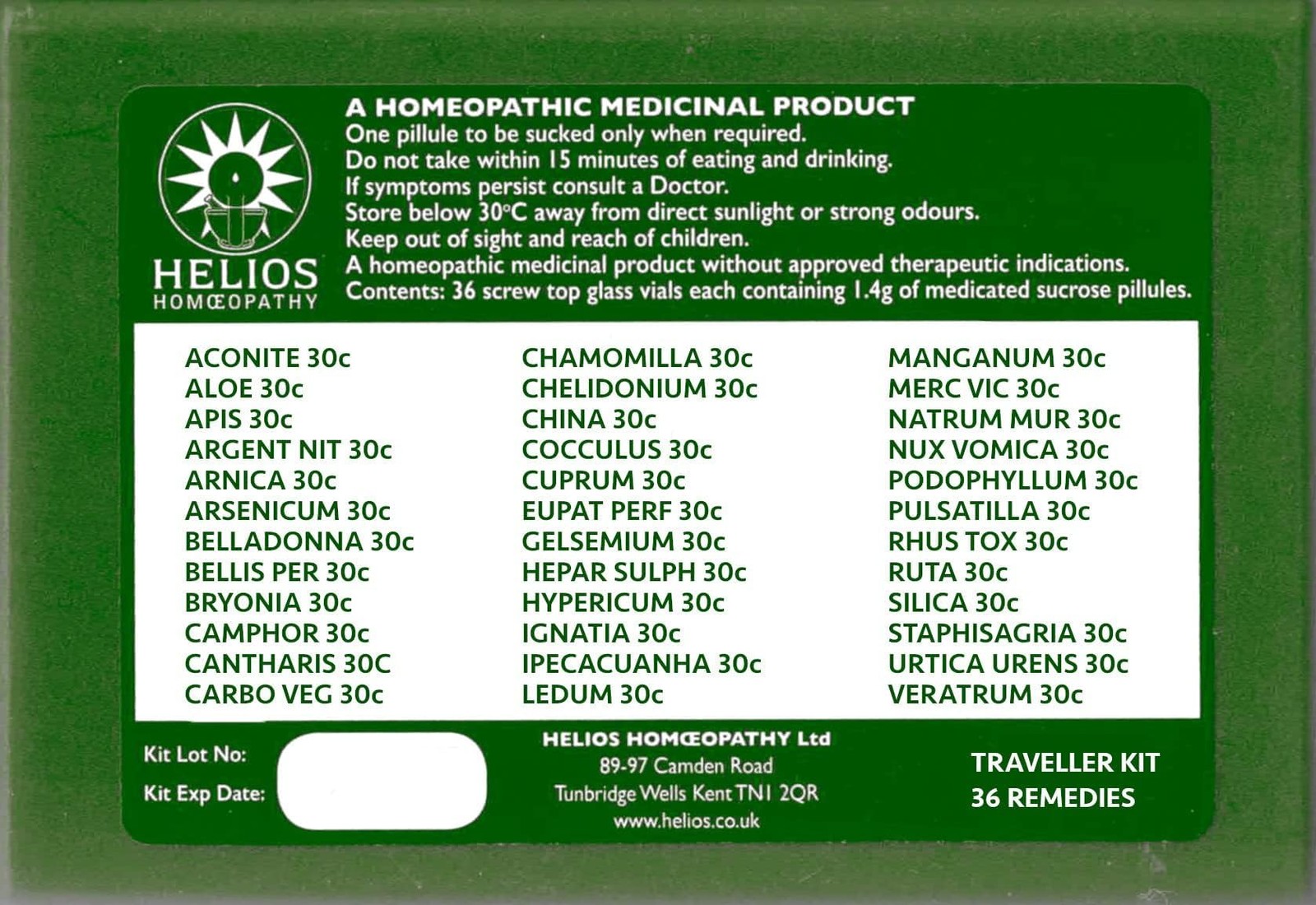 36 Homeopathic Remedy Travel Kit
