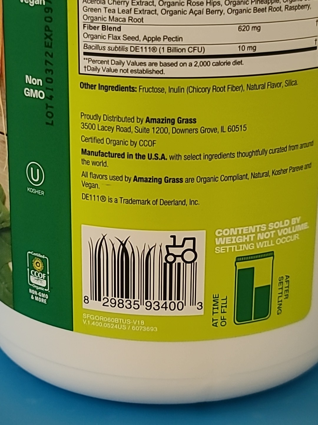 Amazing Grass• Greens Blend SUPERFOOD POWDER, The ORIGINAL, 60 Serv, EXP : 09/26