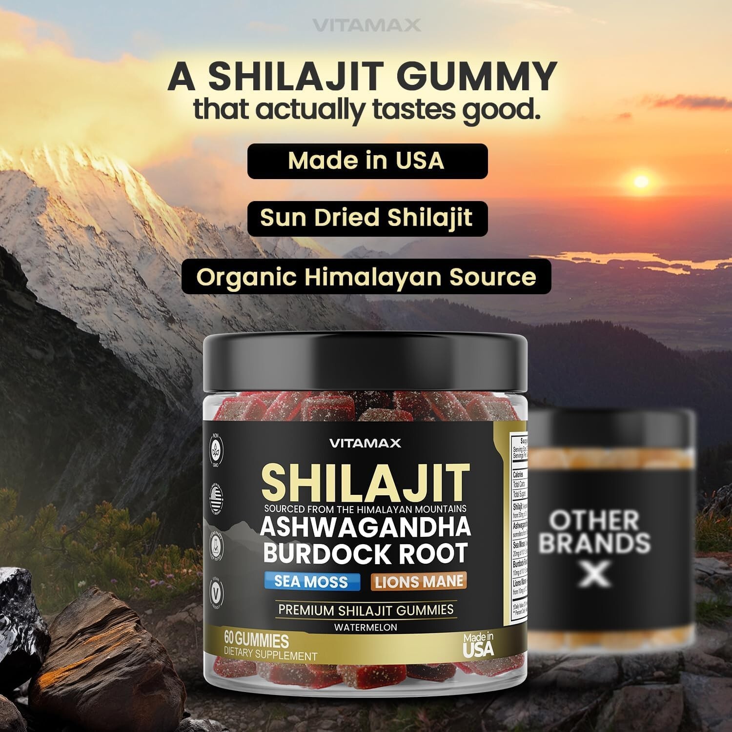 Organic Shilajit Gummies 1000Mg, Sea Moss 400Mg, Ashwagandha 1000Mg 105+ Trace M