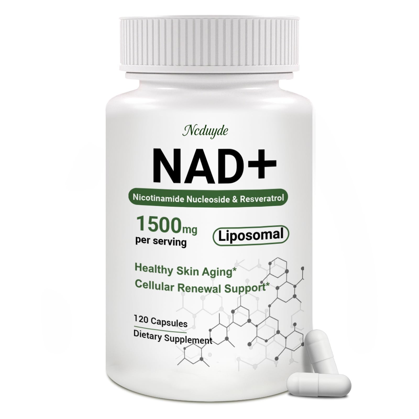 NAD+ Supplement, Liposomal NAD Nicotinamide Riboside Resveratrol 1500 mg – An…