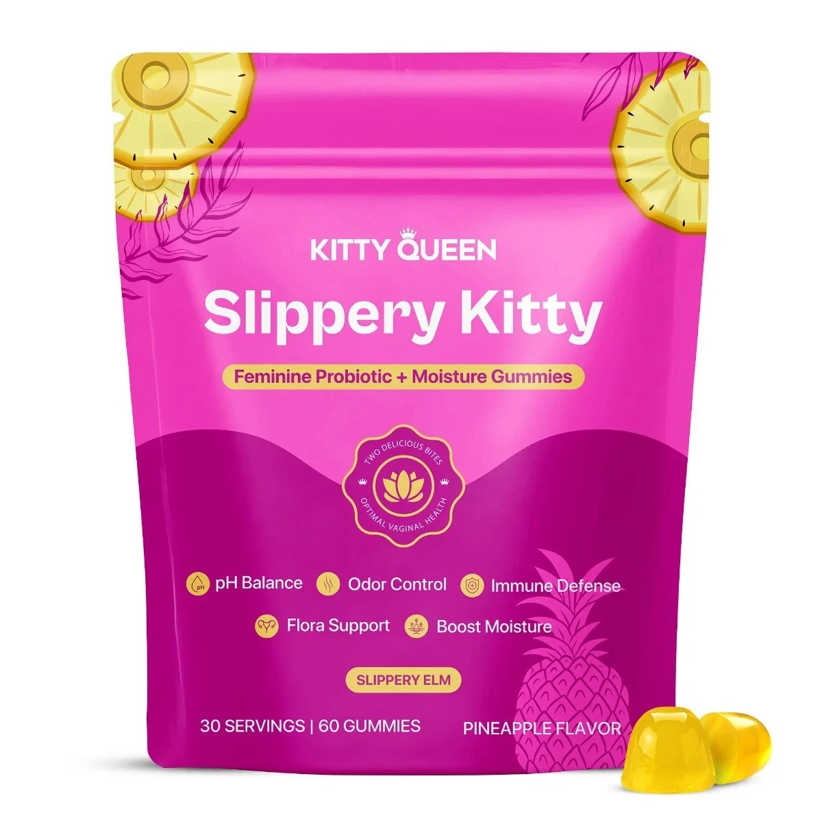 Kitty Queen Slippery Kitty Feminine Probiotic Gummies pH Balance Moisture