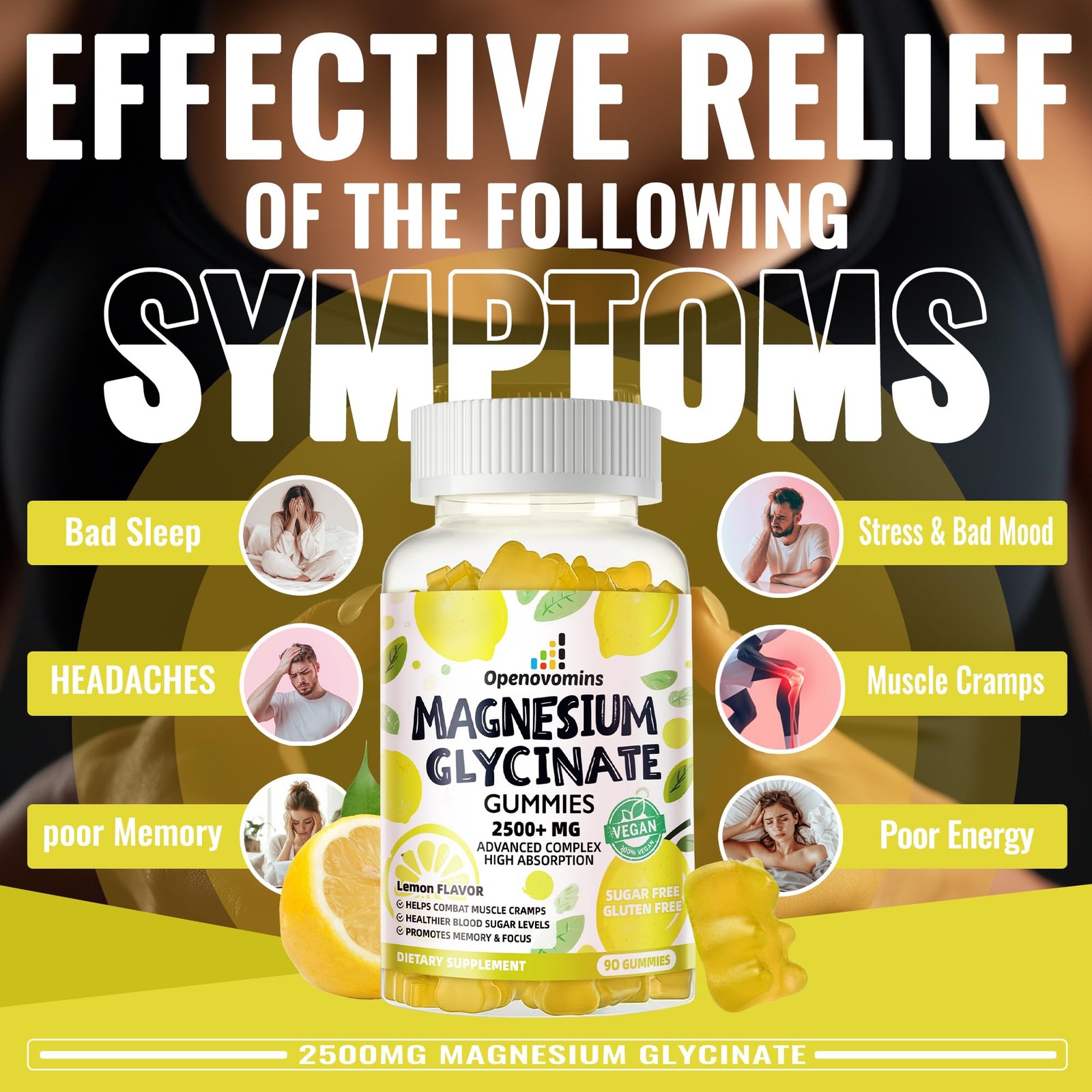 Magnesium Glycinate Gummies 2500mg – Sugar Free Potassium…