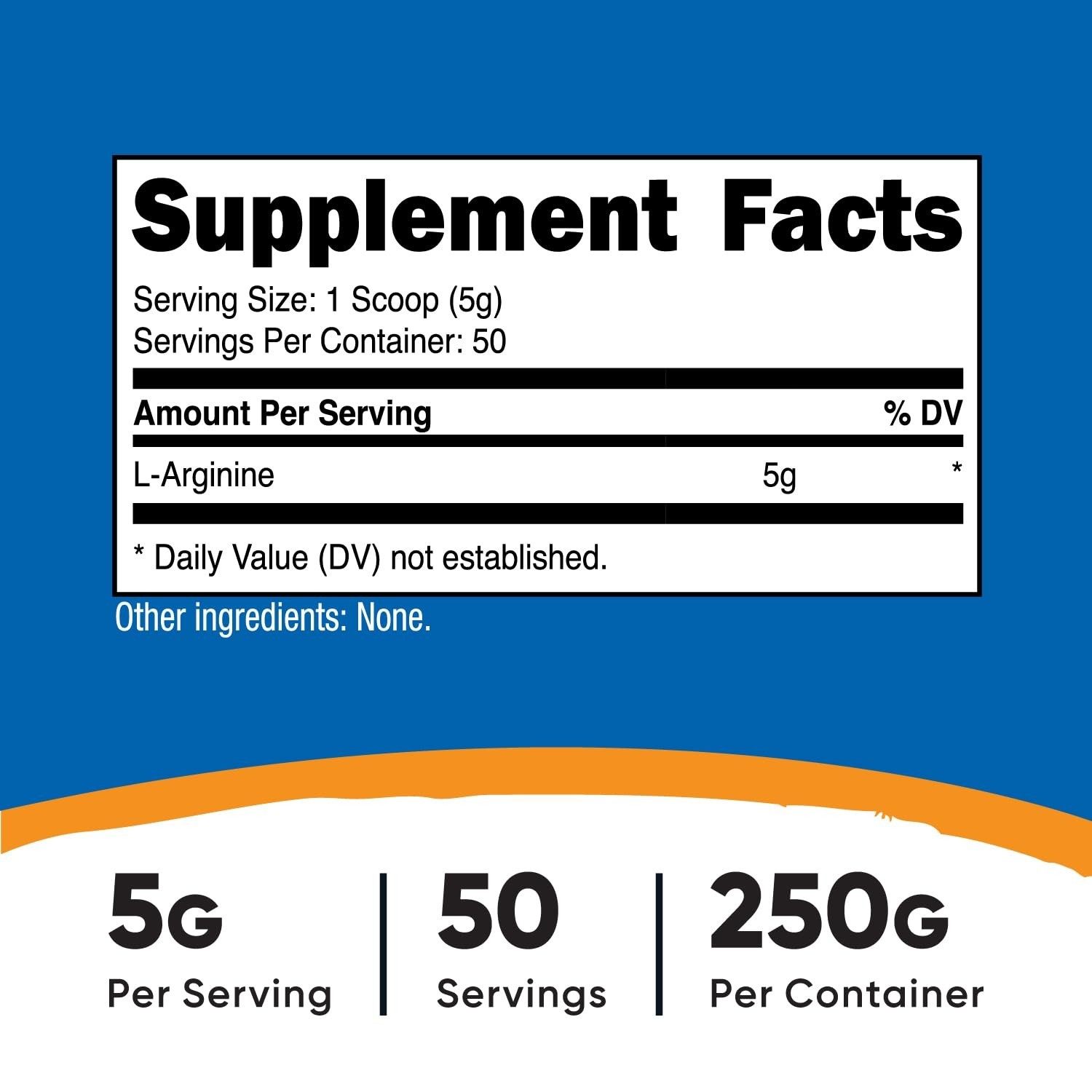 Pure L-Arginine Powder 5000mg – 250g – Supports Muscle Growth & Recovery – 50 Se