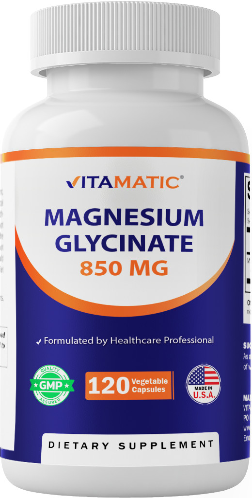 Vitamatic Magnesium Glycinate 850 mg (High Potency) – 120 Capsules