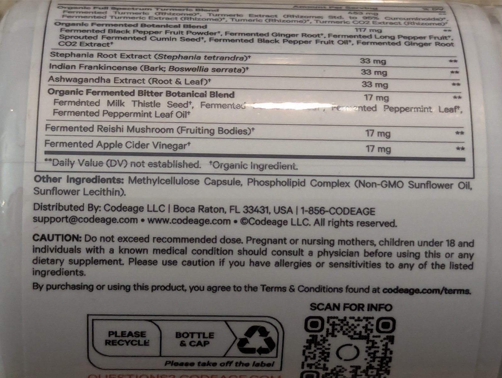 Codeage Liposomal Turmeric+ Supplement 90 capsules exp: 01/2029