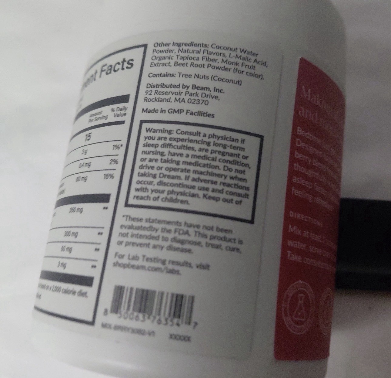 Beam Dream Night-Time Blend Cherry Berry For Better Sleep New 5.29 Oz/Exp 4/27