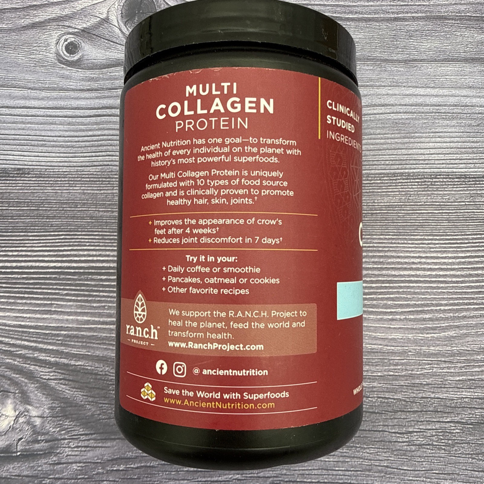 Ancient Nutrition Multi Collagen Protein Powder Vanilla SMALLER 7.4 oz Exp 2028