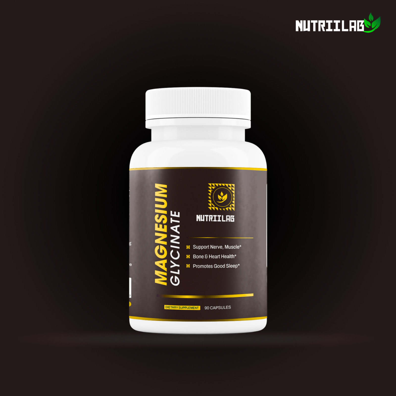 NutriiLab Magnesium Glycinate 2500mg Sleep Muscle Relaxation Stress Relief Caps