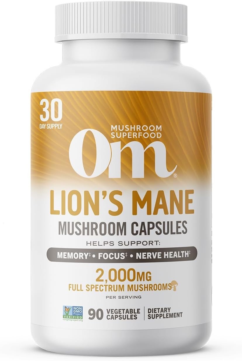 Om Mushroom Superfood LION’S MANE Mushroom Capsules Dietary Supplement 90