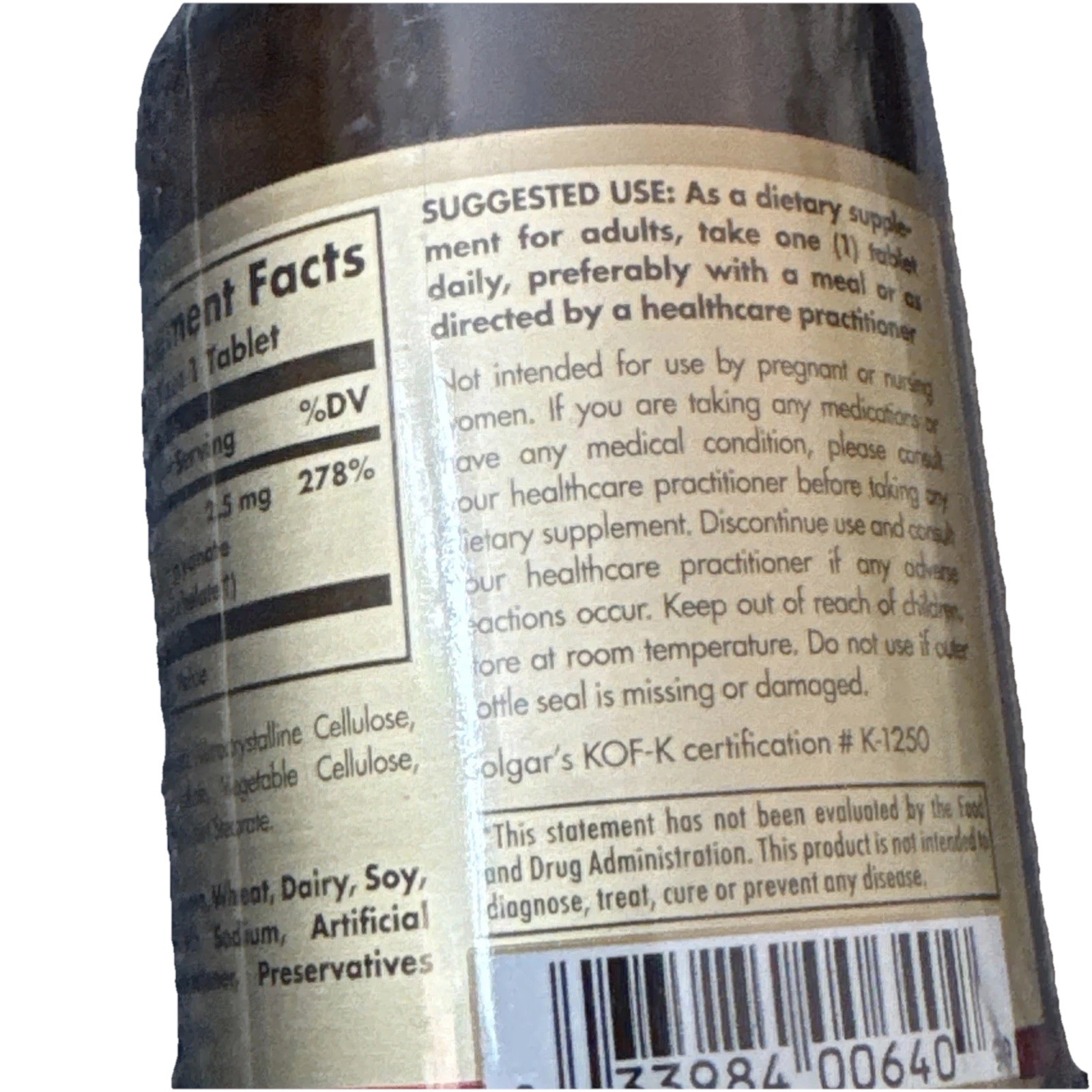 Solgar Chelated Copper 100 Tablets Highly Bioavailable Skin Hair Nails NEW