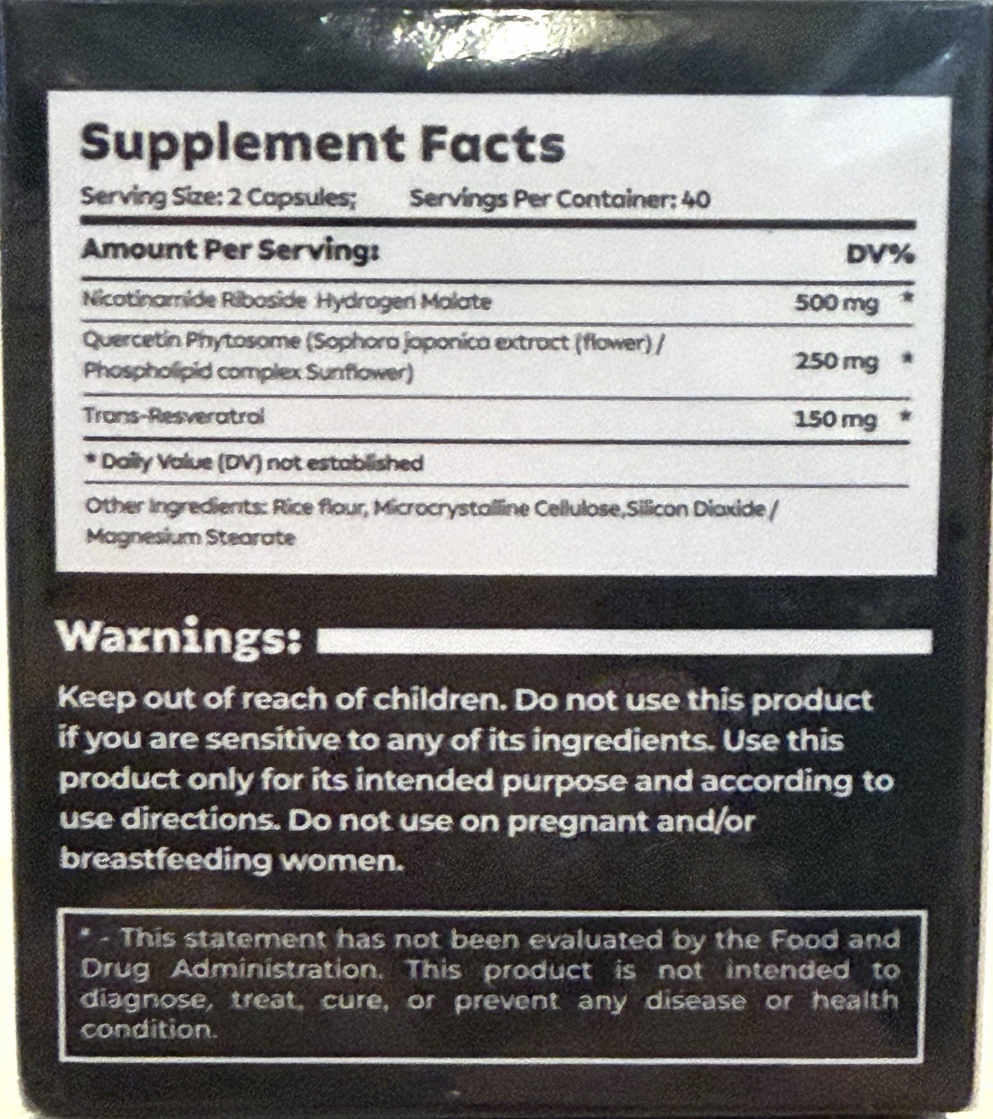 10 Pack NAD+ Nicotinamide Riboside + Resveratrol, 900mg 80 Capsules. Exp 01/2027