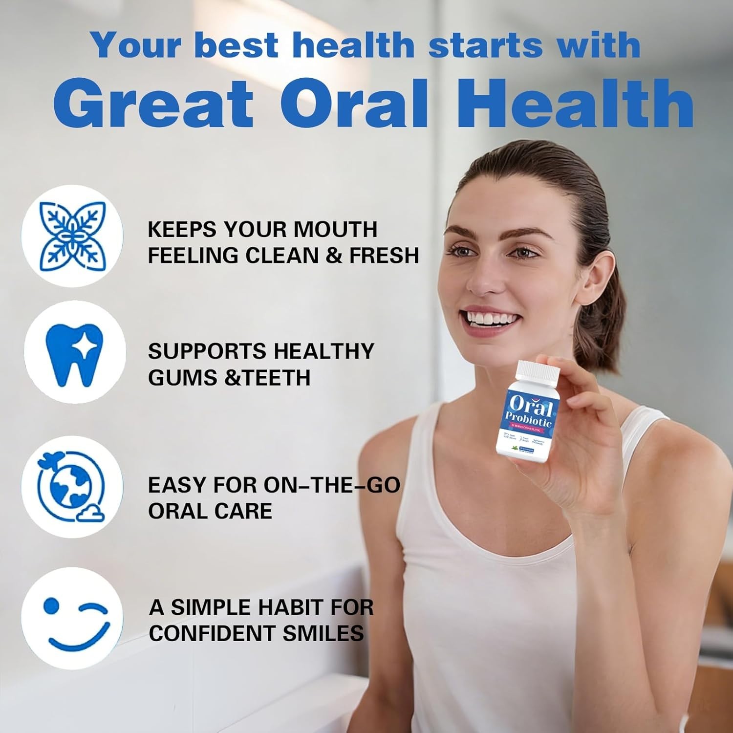 Oral Probiotics for Mouth Bad Breath for Adults – 11 Billion CFU – Oral Dental P