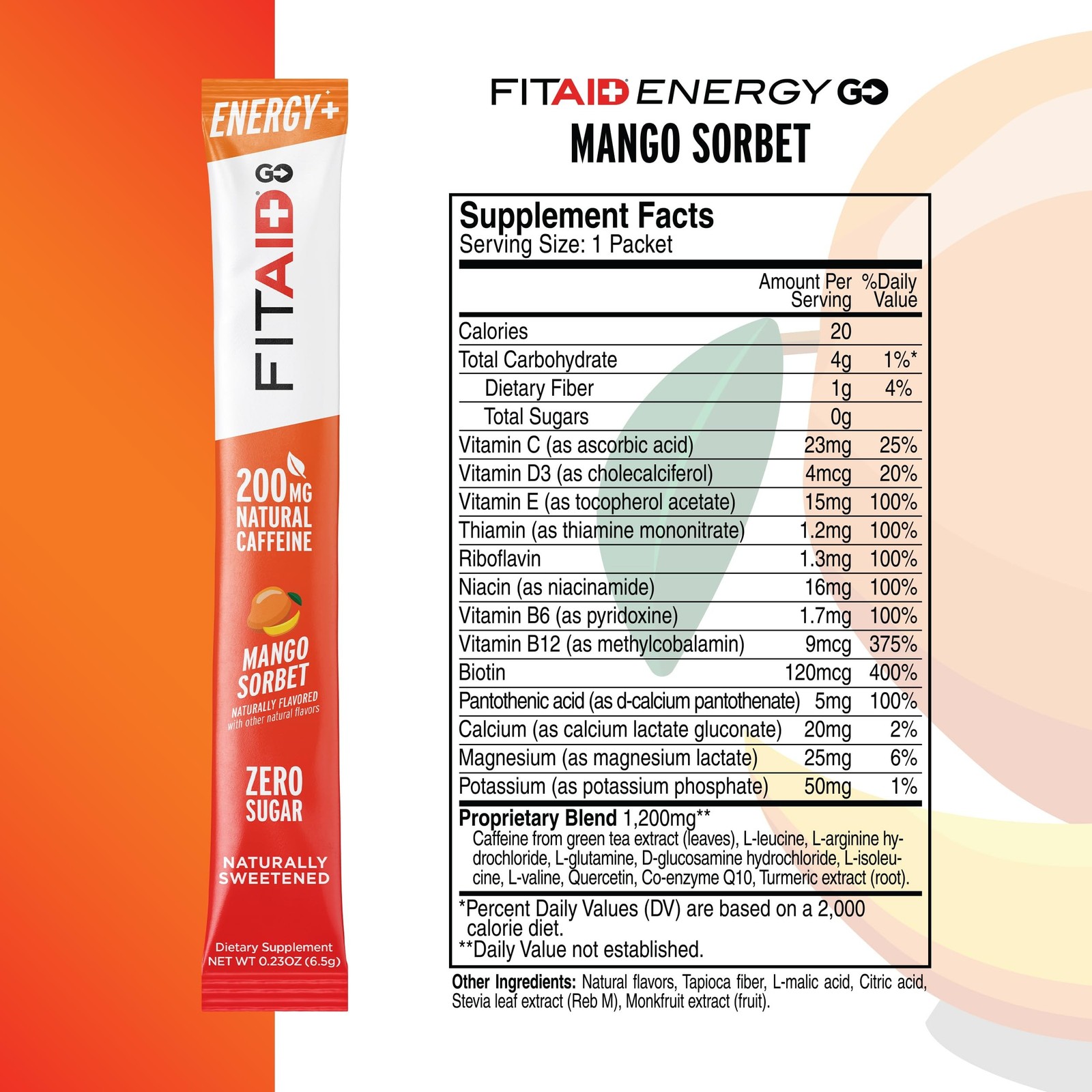 FITAID Energy GO Blend, 200mg Caffeine from Green Tea, Zero Sugar, All-in-One…