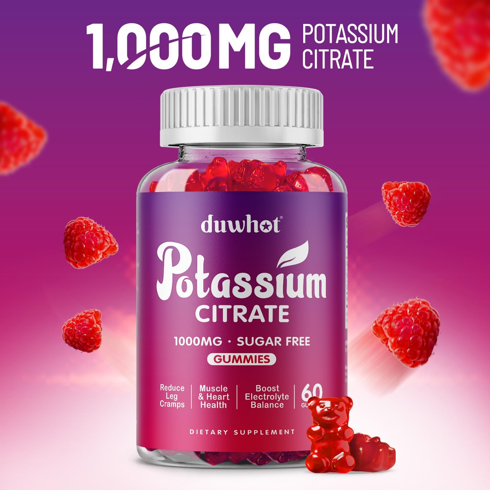 duwhot Potassium Citrate 1000mg Gummies, 1 Count (Pack of 60)