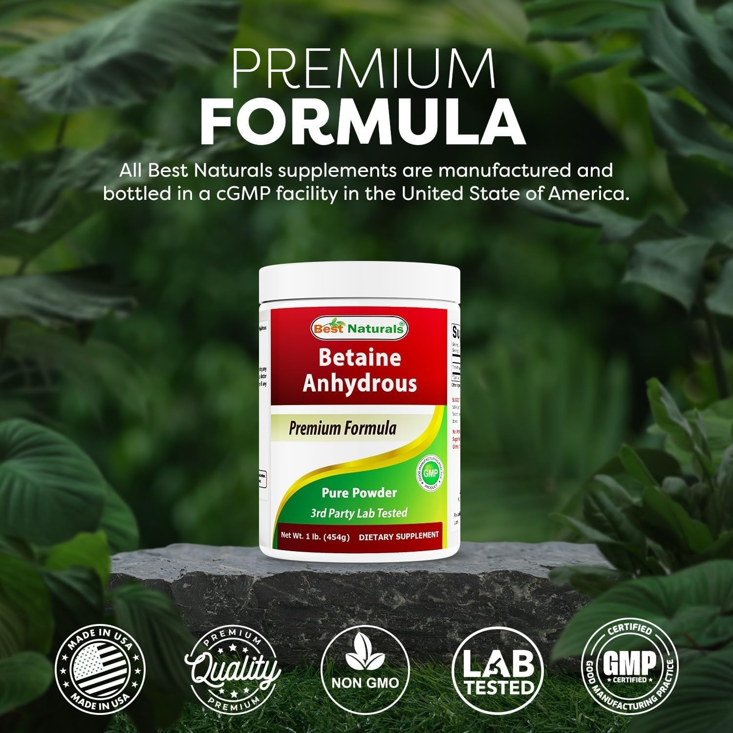 Pure Betaine Anhydrous Powder, 1 Pound – 2000 mg TMG per Serving, Lab Tested