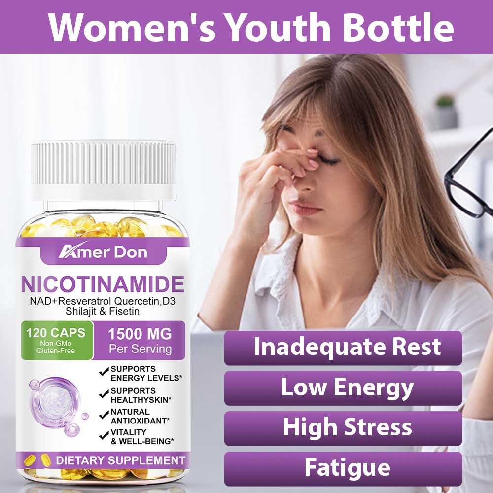 Nicotinamide Resveratrol Capsules 1500MG, Anti-aging NAD Supplement 120 Capsules