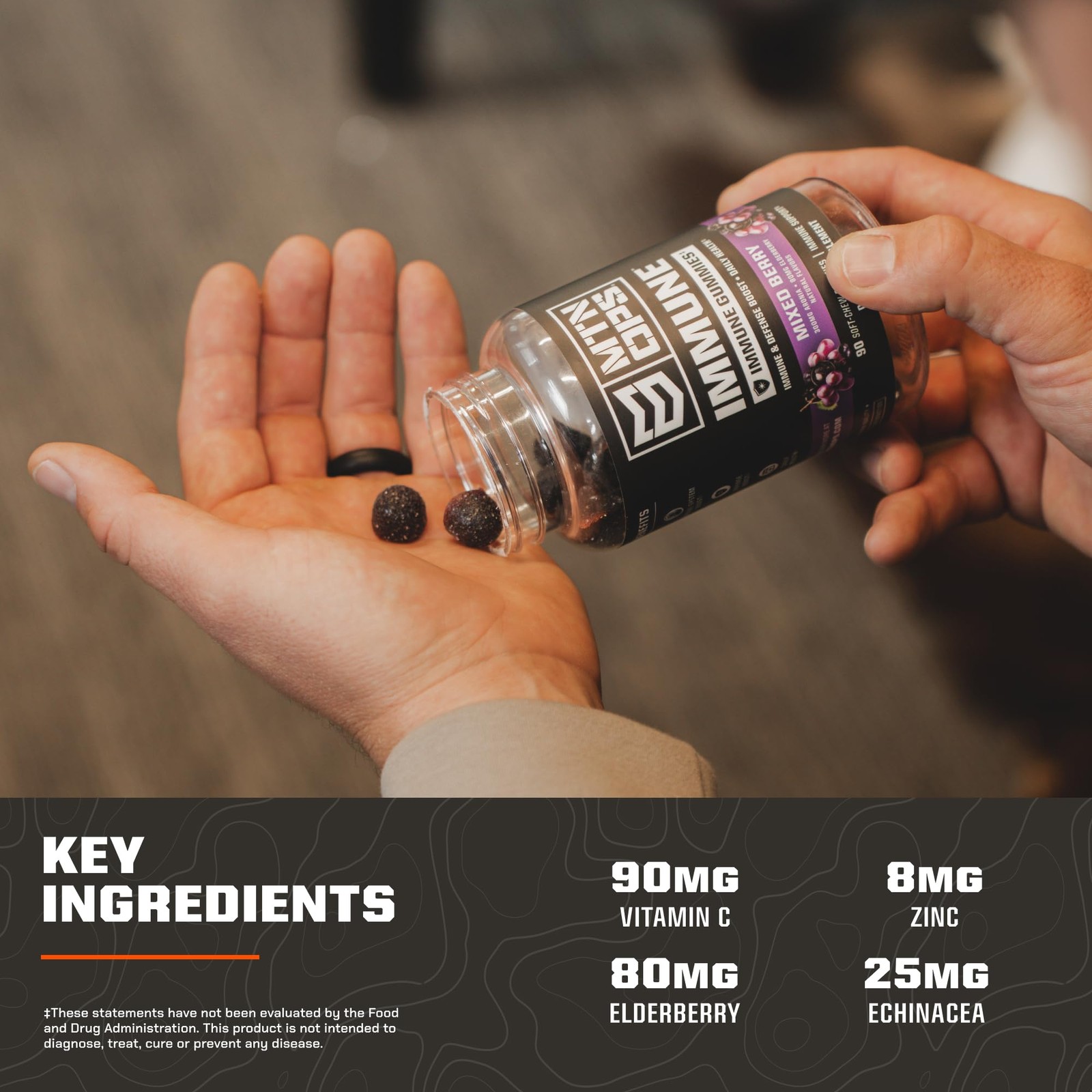MTN OPS Immune Gummies Immune Support Supplement 90 Gummies with Elderberry &…
