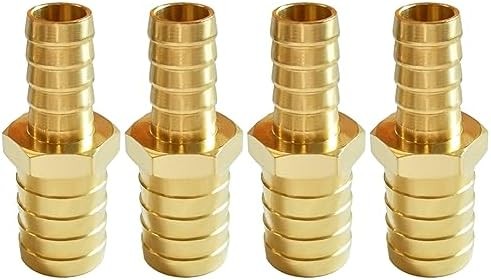 Uenede 2PCS Brass 3/8″ to 1/2″ OD Barb Reducer Barbed Hose Fittings with 4 Stain