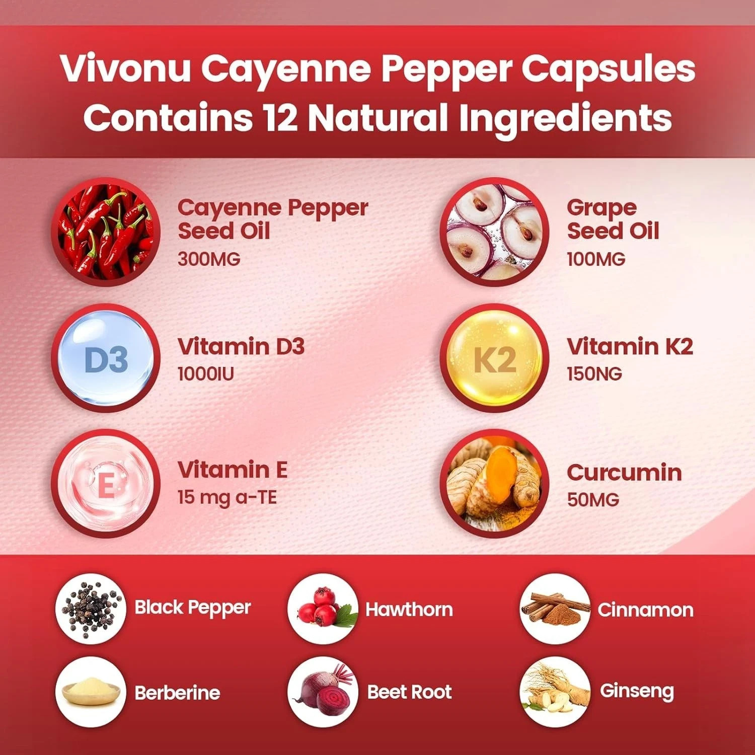VivoNu Cayenne Pepper Softgels Supports Heart Vein Blood Vessel Health Vitamin E