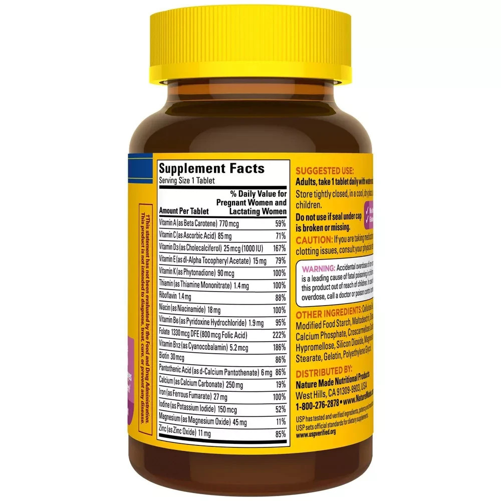 Nature Made Prenatal Multivitamin with Folic Acid 90ct – 1 Pack – New 03/2027