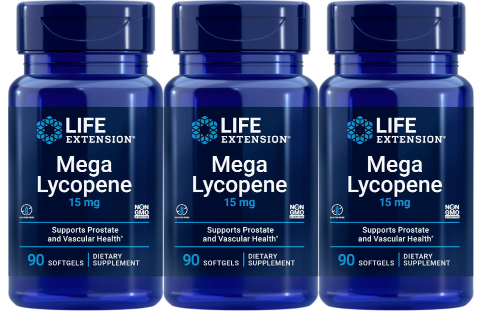 Life Extension Mega Lycopene 15mg 3X90gels From Natural Tomato NonGMO/No Gluten