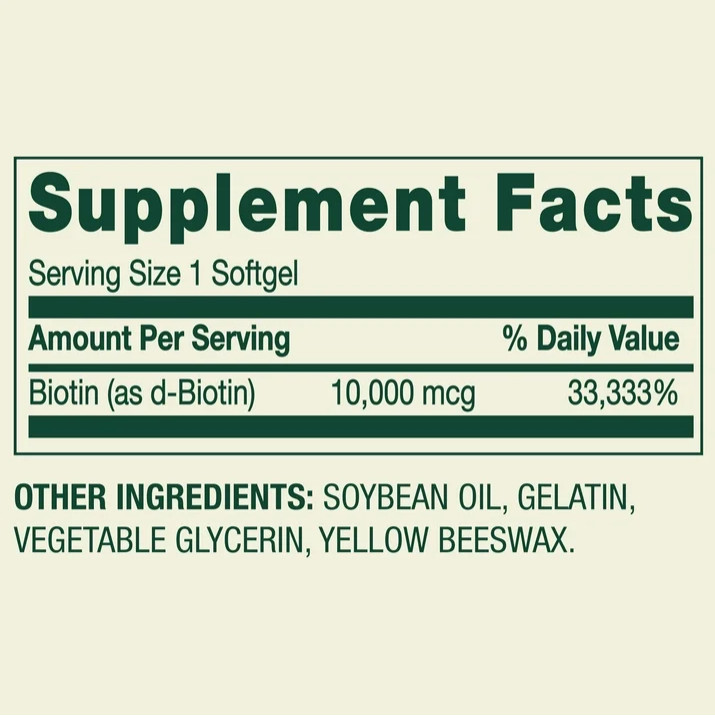 Spring Valley Biotin Dietary Supplement – 10,000 mcg Softgels (120 Count)