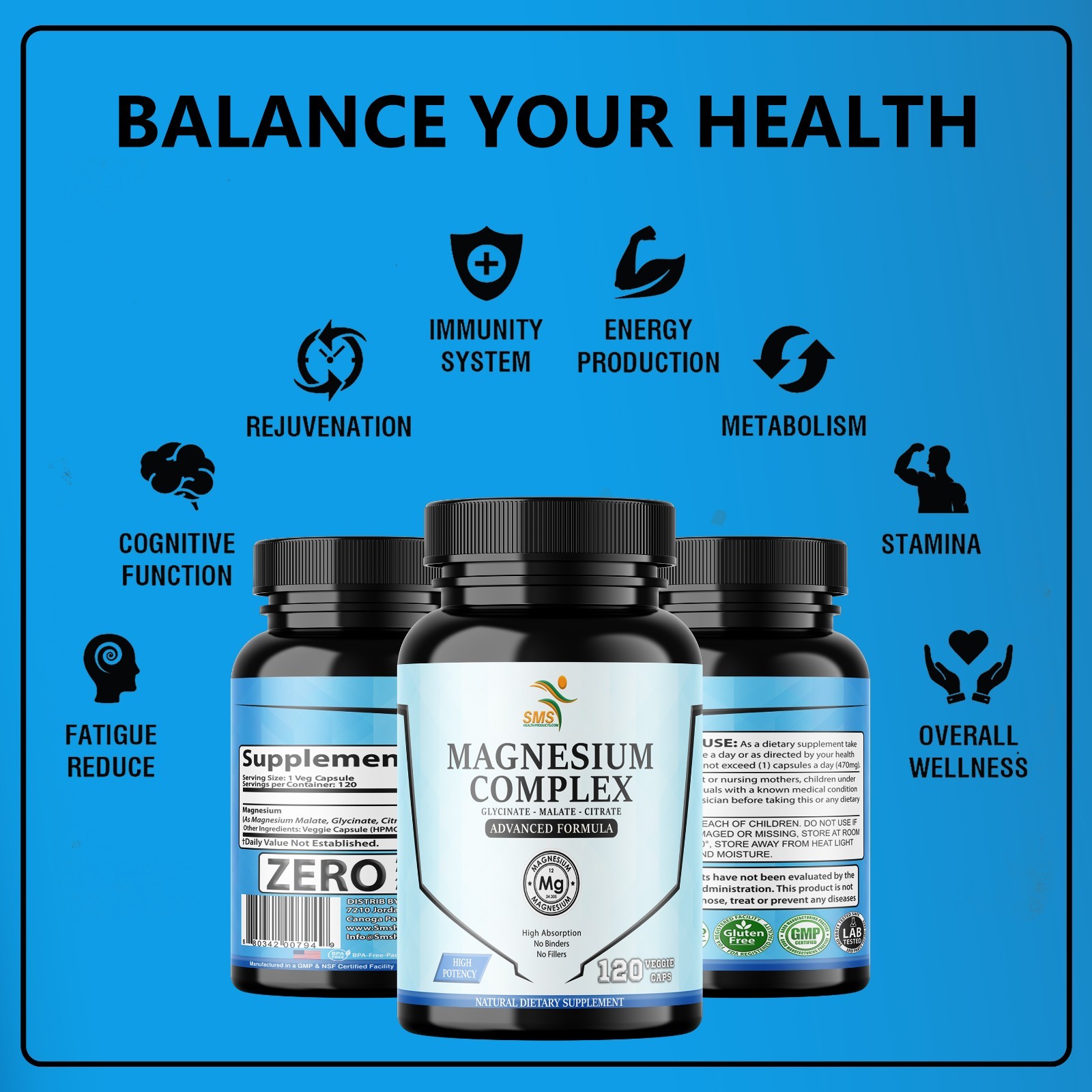 Magnesium Complex 470mg with Citrate, Malate, Glycinate – High Absorption