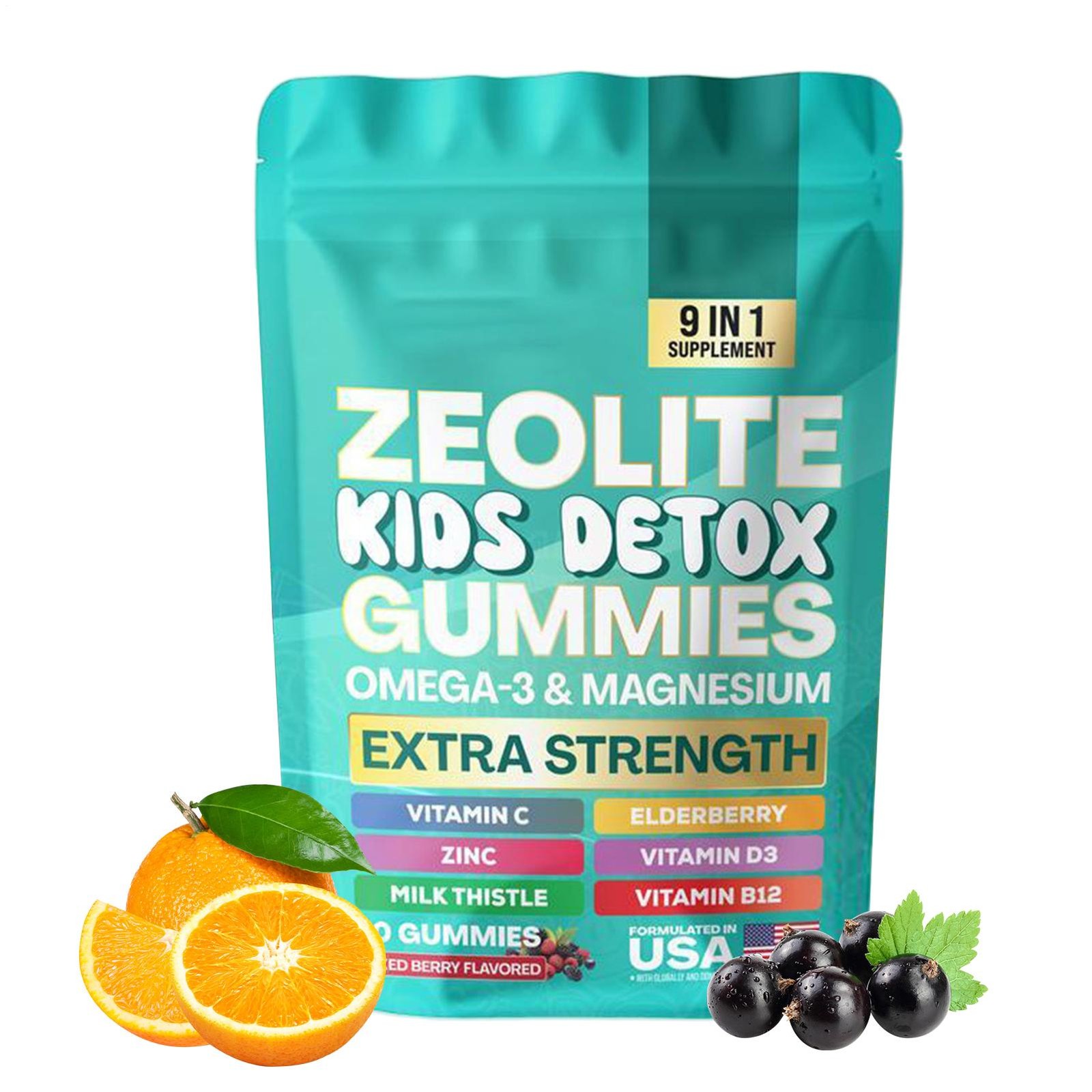 60 PCS Zeolite Kids Detox Gummies Mixed Body Flavored All-in-One Berry Cleans…