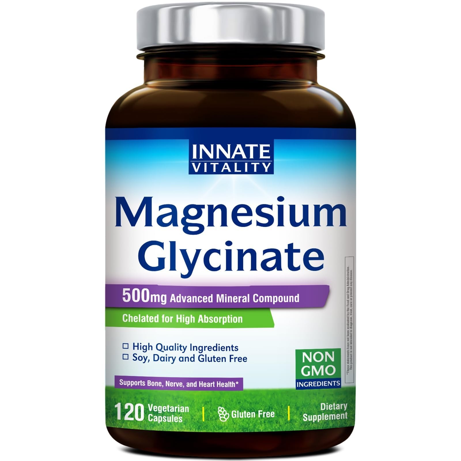 Innate Vitality Magnesium Glycinate 500mg | 70mg 120 Count (Pack of 1)