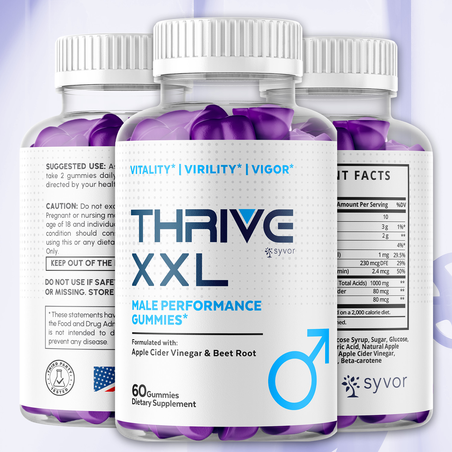 (1 Pack) Thrive XXL Male Gummys Advanced Formula ThriveXXL Vitamin 60 Gummies