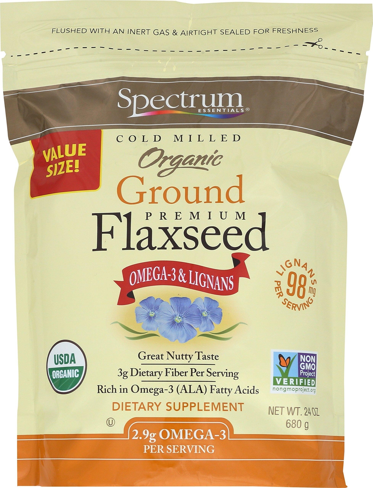 Spectrum Essentials Organic Ground Flaxseed, 24 Ounce (Pack of 1)