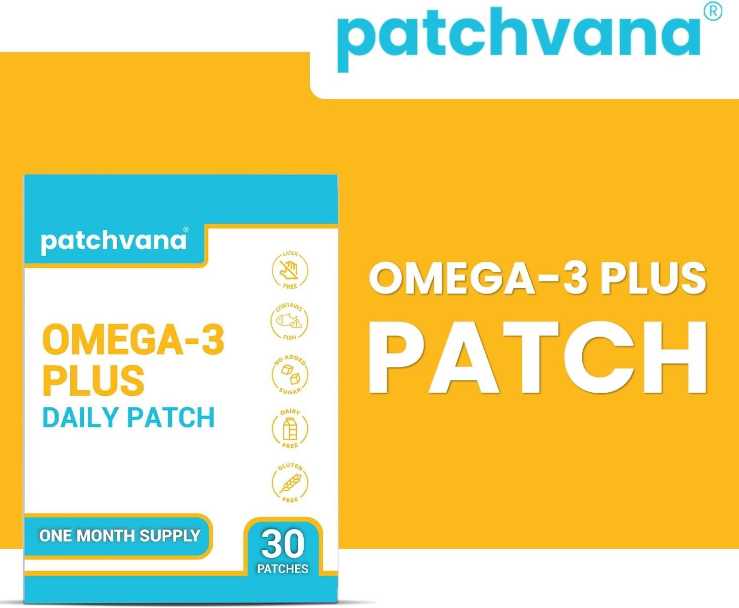 Patchvana Omega 3 Vitamin Patches For Men & Women, 1 Month Supply, 30 Patches