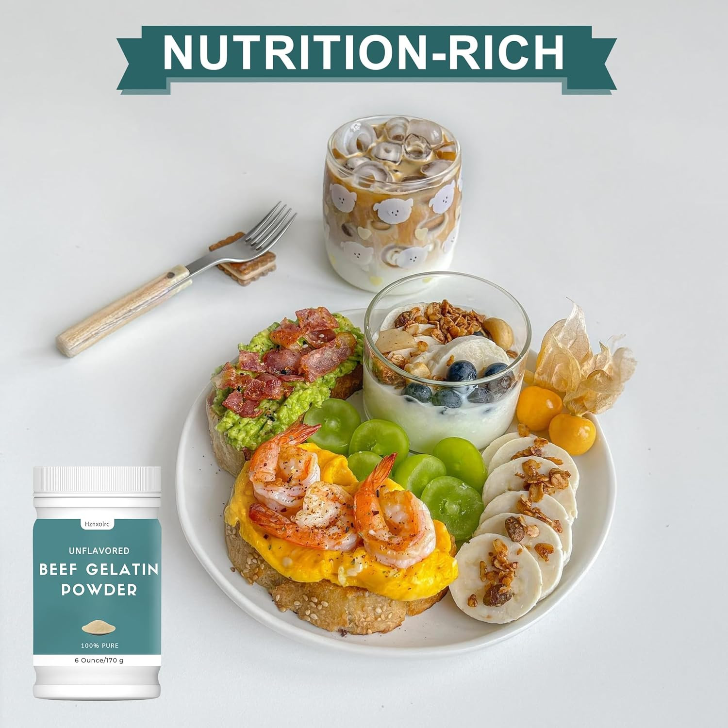 6 Oz Beef Gelatin Powder Unflavored, Natural Thickener, Rich in Collagen, Used i