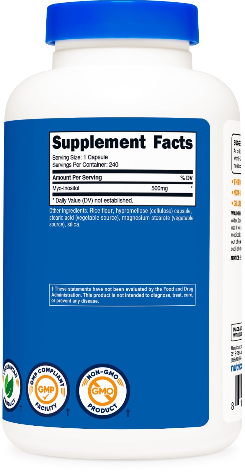 Nutricost Inositol Capsules 500mg, 240 Capsules – Non-GMO & Gluten Free