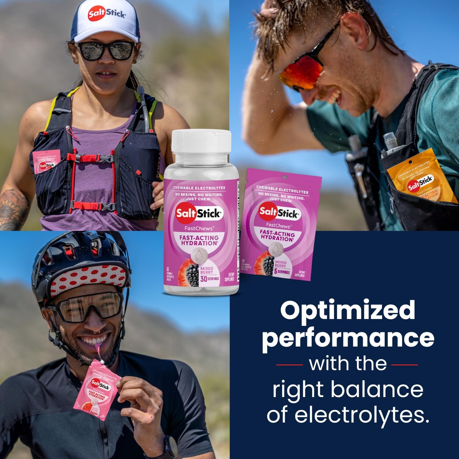 Electrolyte Chewable Tablets – Fast-Acting Hydration, Mixed Berry Flavor, 60 Cou
